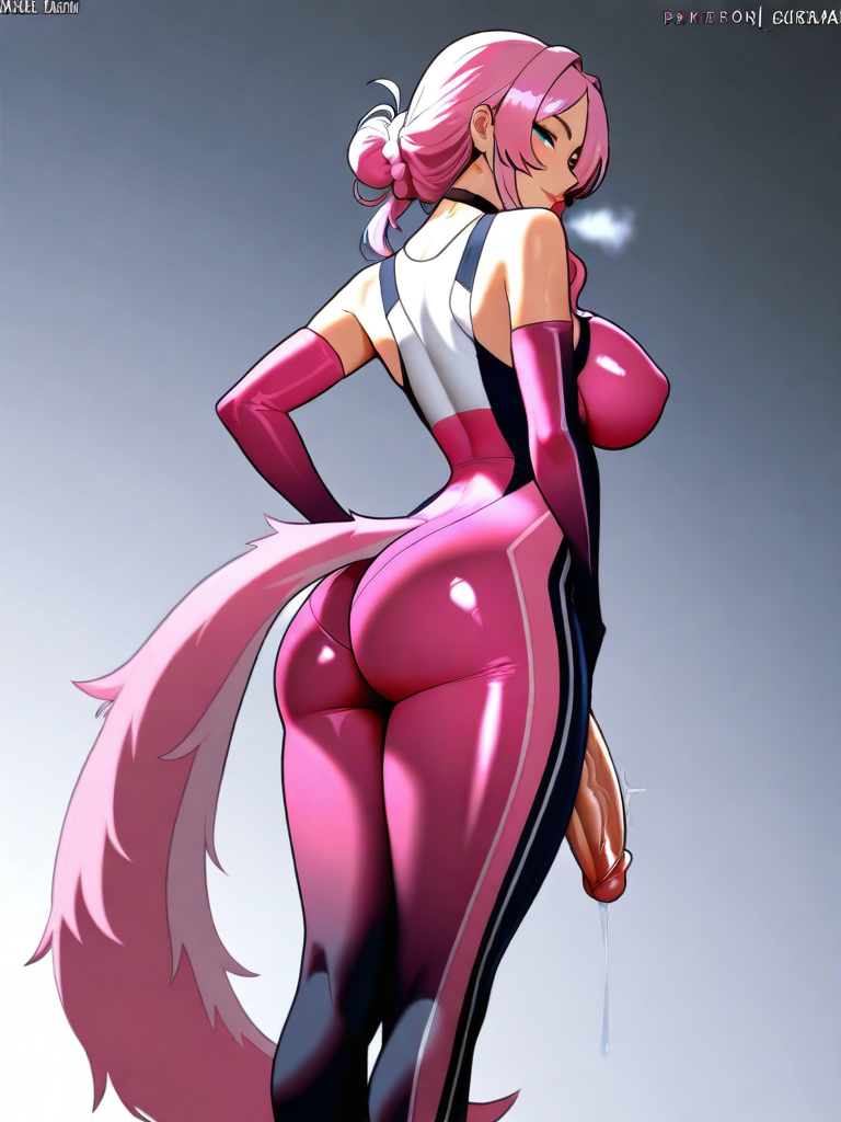 AI generated hentai - Tail girl with pink hair, futanari, big dick, medium breaths, sport bodyfit