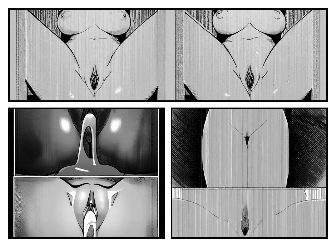 AI generated hentai - A blonde large tits with wet pussy and her fingers in her own wet pussy (manga page)